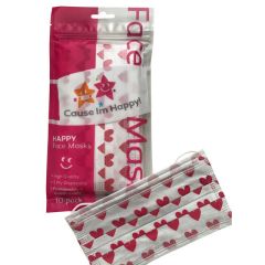 Cause Im Happy Face Mask Hearts 10 Pack