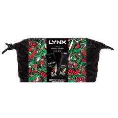 Lynx Africa Duo Wash Bag Men's Gift Set Full-Sized Body Spray, Body Wash & Wash Bag Travel Pack 3 Piece Set