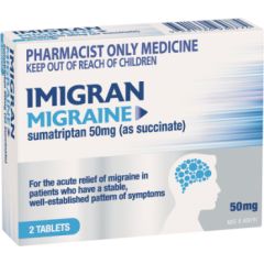 Imigran Migraine Sumatriptan 50 mg (As Succinate) 2 Pack