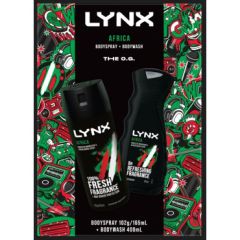 Lynx Africa Duo Men's Gift Set Full-Sized Body Spray & Body Wash 2 Piece Set