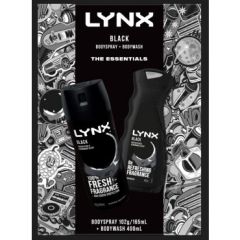 Lynx Black Duo Men's Gift Set Full-Sized Body Spray & Body Wash 2 Piece Set