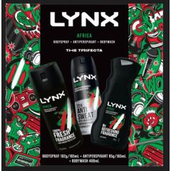 Lynx Africa Trio Men's Giftset Full-Sized Body Spray, Anti-Perspirant & Body Wash 3 Piece Set