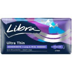 Libra Goodnight Ultra Thin Long & Wide Pads 6 Pack