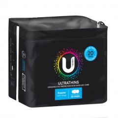 U By Kotex Ultrathins Regular With Wings 20 Pack