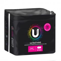 U By Kotex Ultrathins Superwith Wings 18 Pack