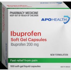 Apo Health Ibuprofen 200 mg Blister Pack Soft Gel 100 Capsules