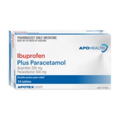 Apo Health Ibuprofen 200 mg Plus Paracetamol 500 mg Blister Pack 24 Tablets