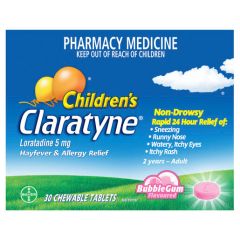 Claratyne Children's Hayfever & Allergy Relief Bubblegum Flavoured Chewable Tablets 30 Tablets