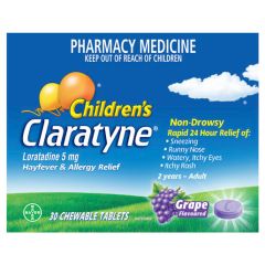 Claratyne Children's Hayfever & Allergy Relief Grape Flavoured Chewable Tablets 30 Tablets