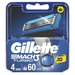 Gillette Mach3 Turbo Replacement Cartridges 4 Pack