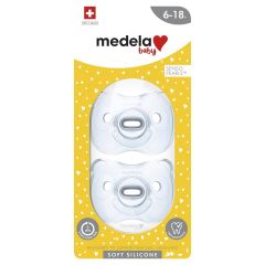 Medela Baby Soft Silicone Soother Duo In Blue 6-18 Mths