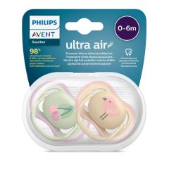 Avent Ultra Air Soother 0-6Mdeco 2pk