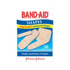 Band-Aid Plastic Adhesive Strips, Shapes 50 Pack