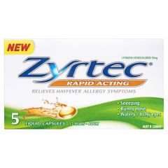 Zyrtec Rapid Acting Liquid Capsules 5 Capsules (Cetirizine)