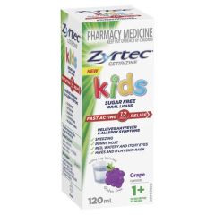 Zyrtec Kids Allergy & Hayfever Antihistamine Grape Liquid 120Ml (Cetirizine)