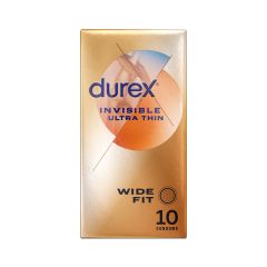 Durex Invisible Ultra Thin Wide Fit Condoms Pack Of 10