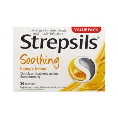 Strepsils Effective Sore Throat Relief Honey & Lemon 36 Lozenges