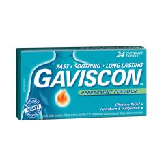 Gaviscon Chewable Tablets Peppermint Heartburn & Indigestion Relief 24 Pack