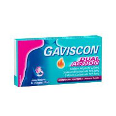 Gaviscon Dual Action Heartburn And Indigestion Relief Mixed Berry Flavour 16 Tablets