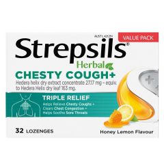 Strepsils Herbal Chesty Cough+ Lozenges Honey Lemon 32
