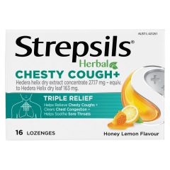 Strepsils Herbal Chesty Cough+ Lozenges Honey Lemon 16