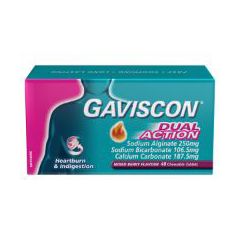 Gaviscon Dual Action Chewable Tablets Heartburn And Indigestion Relief Mixed Berry 48 Pack