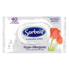 Sorbent Hypo-Allergenic Flushable Wipes 40 Pack