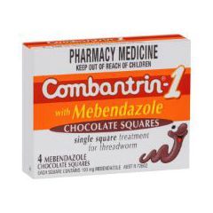 Combantrin 1 With Mebendazole Chocolate Squares 4 Pack