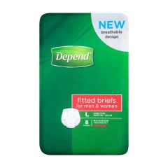 Depend Incontinence Fitted Briefs Unisex Normal Large 8 Pack