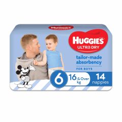 Huggies Ultra Dry Nappies Boys Size 6 Junior (16Kg+) 14 Pack