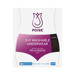 Poise Washable Underwear Black Size 12-14 1 Pair