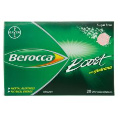 Berocca Boost Energy Vitaminwith Guarana Effervescent Tablets 20 Pack