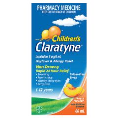 Claratyne Children's Hayfever & Allergy Relief Peach Flavoured Syrup 60 ml
