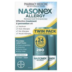 Nasonex Allergy Non-Drowsy 24 Hour Nasal Spray Twin Pack 2 X 140 Sprays 2 Pack (Mometasone Furoate)