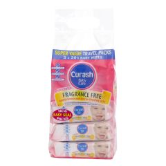 Curash Babycare Fragrance Free Baby Wipes 5 X 20 Pack