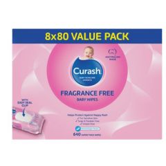 Curash Fragrance Free Baby Wipes 8X80