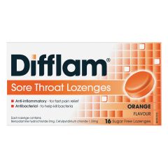 Difflam Sore Throat Lozengessugar Free Orange Flavour 16 Lozenges