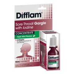 Difflam Antibacterial Sore Throat Gargle With Iodine Concentrate 15ml