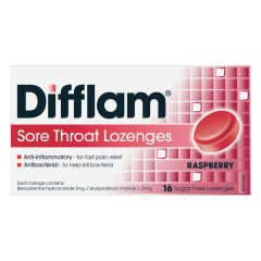 Difflam Sore Throat Lozengesraspberry Flavour 16 Lozenges