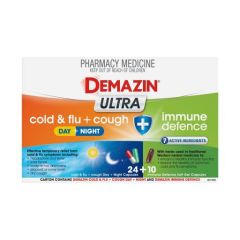 Demazin Ultra Cold & Flu + Cough + Immune Defence 34 Capsules