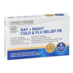 Pharmacy Health Day & Night Cold & Flu Pe 24 Tablets (Paracetamol, Phenylephrine, Ch)