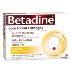 Betadine Sore Throat Lozenges Soothing Honey & Lemon 16 Pack