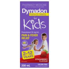 Dymadon For Kids 2 To 12 Years Liquid Paracetamol Strawberry 200 ml