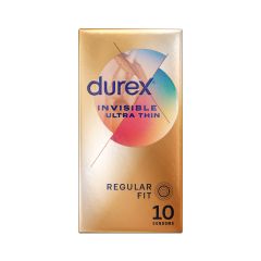 Durex Invisible Ultra Thin Regular Fit Condoms Pack Of 10