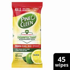 Pine O Cleen Disinfectant Biodegradable Wipes Lemon Lime 45 Pack