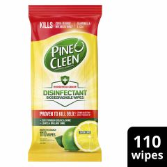 Pine O Cleen Disinfectant Biodegradable Wipes Lemon Lime 110 Pack