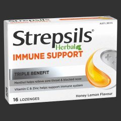 Strepsils Herbal Immune Support Lozenges Honey Lemon 16S