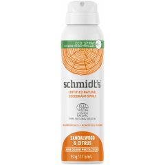 Schmidt'S Certified Naturalaerosol Deodorant Spray Sandalwood & Citrus 48H Odour Protection 115mL