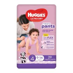 Huggies Ultra Dry Nappy Pants Girls Size 4 (9-14Kg) 29 Pack