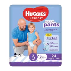 Huggies Ultra Dry Nappy Pants Boys Size 6 (15Kg+) 24 Pack